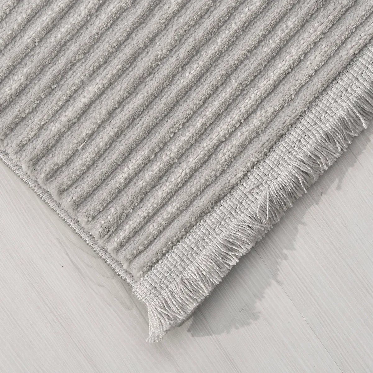 SHARED | Fernway Grey Ivory Striped Modern Machine Woven Living Room  photo 5