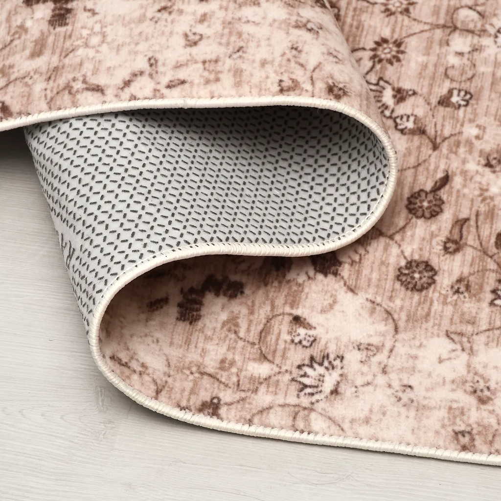 SHARED | Crag Distressed Floral Traditional Machine Woven Beige Brown photo 5