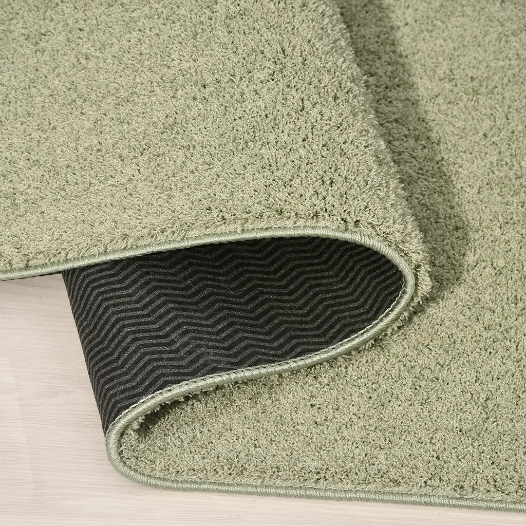 SHARED | Sunbeam Sage Green Solid Shaggy Scandinavian Machine Woven L photo 5