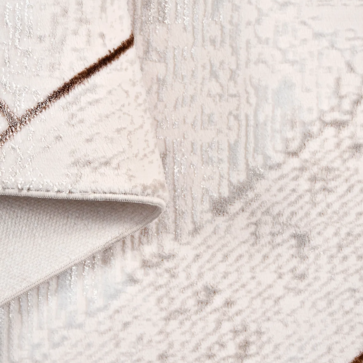 SHARED | Leigh Cream Copper Geometric Diamond Modern Machine Woven Li photo 5
