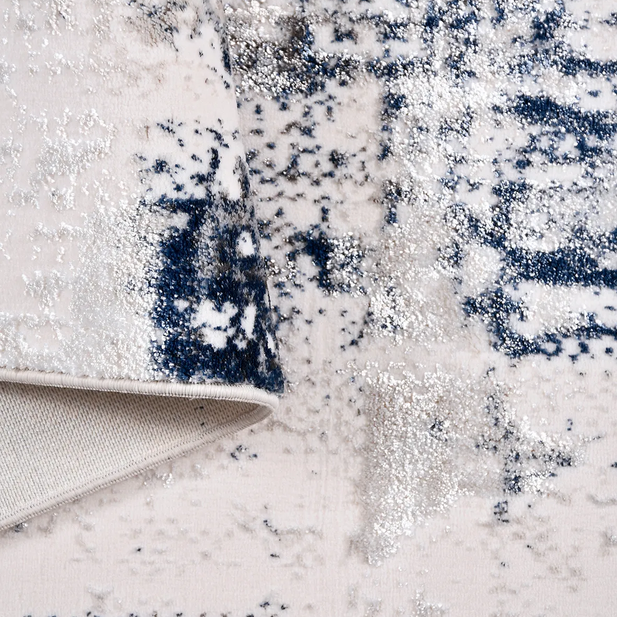 SHARED | Almond Cream Navy Abstract Modern Machine Woven Living Room  photo 5