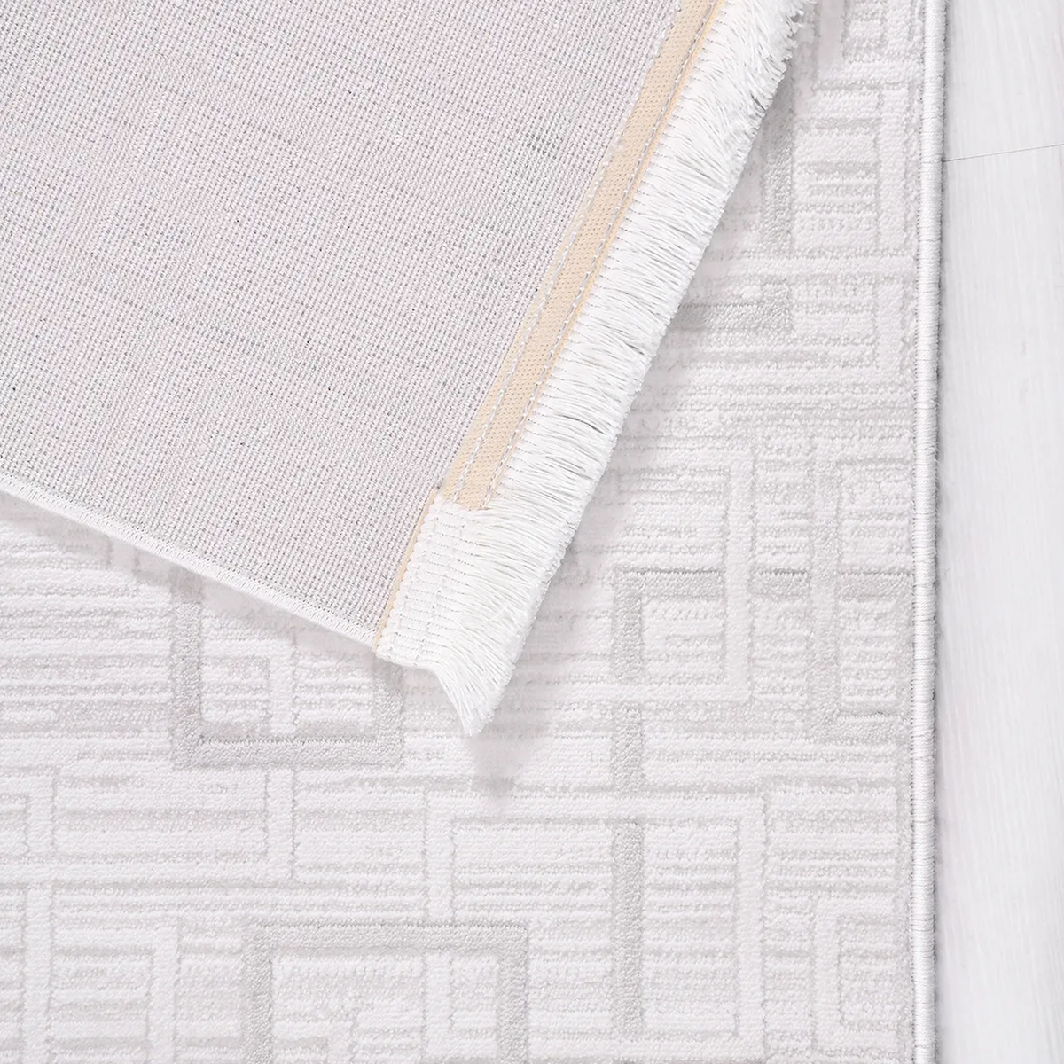 SHARED | Olympos Light Grey Geometric Modern Machine Woven Living Roo photo 5