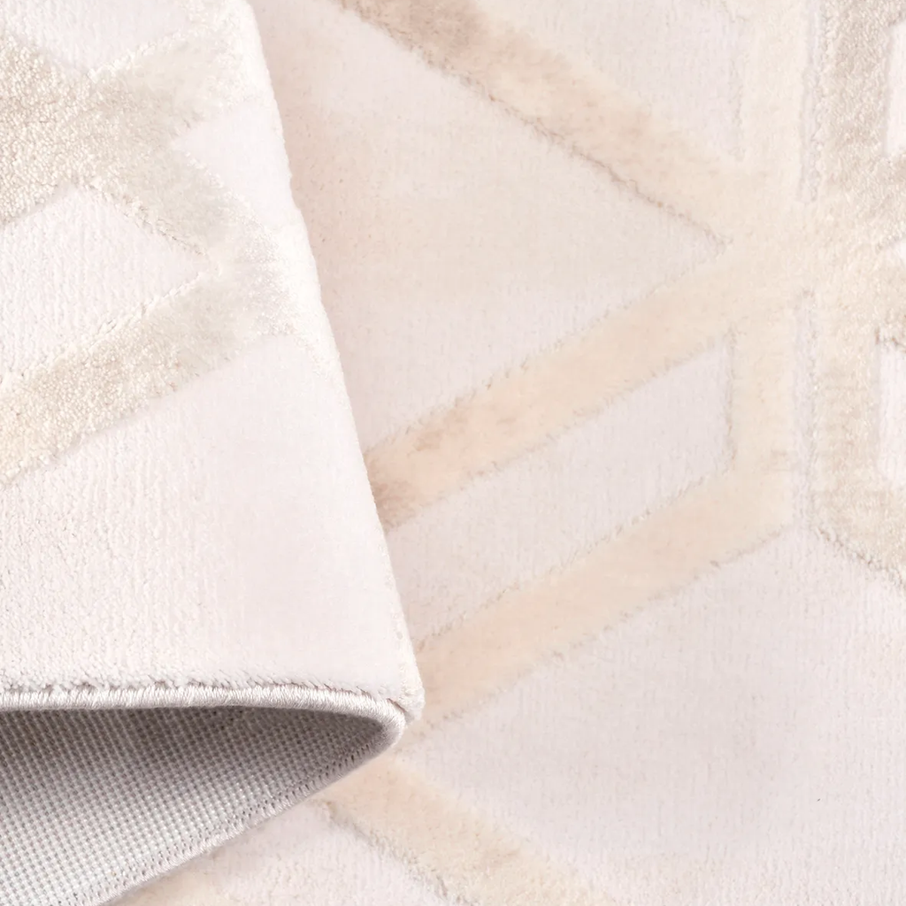 SHARED | Oasis Cream Beige Geometric Diamond Lattice Modern Machine W photo 5
