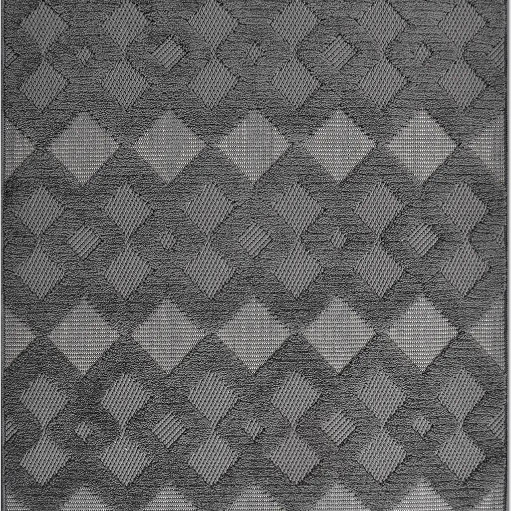 SHARED | Mezzanine Charcoal Grey Cream Chequered Modern Machine Woven photo 5
