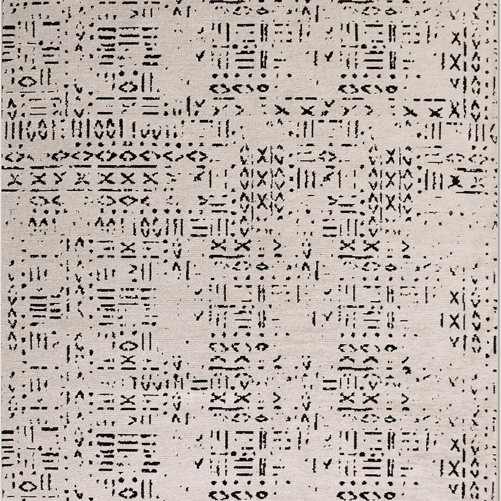 SHARED | Flare Cream Black Abstract Boho Machine Woven Living Room Be photo 6