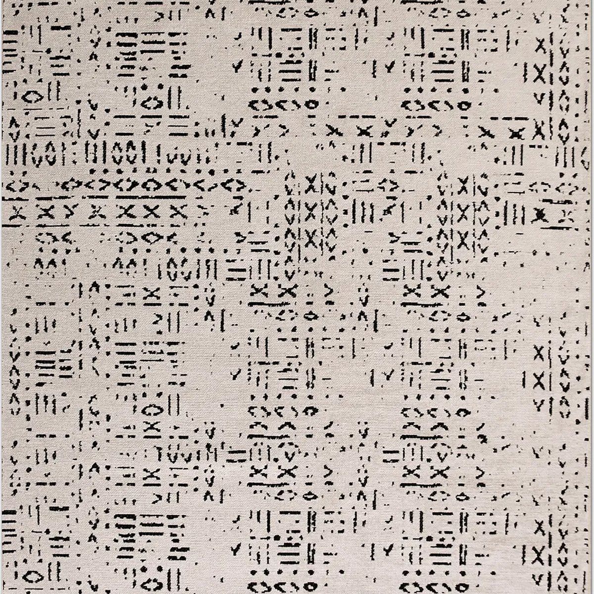 SHARED | Flare Cream Black Abstract Boho Machine Woven Living Room Be photo 6