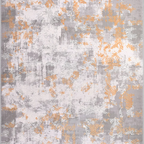 SHARED | Knoll Grey Orange Abstract Modern Machine Woven Living Room  photo 6