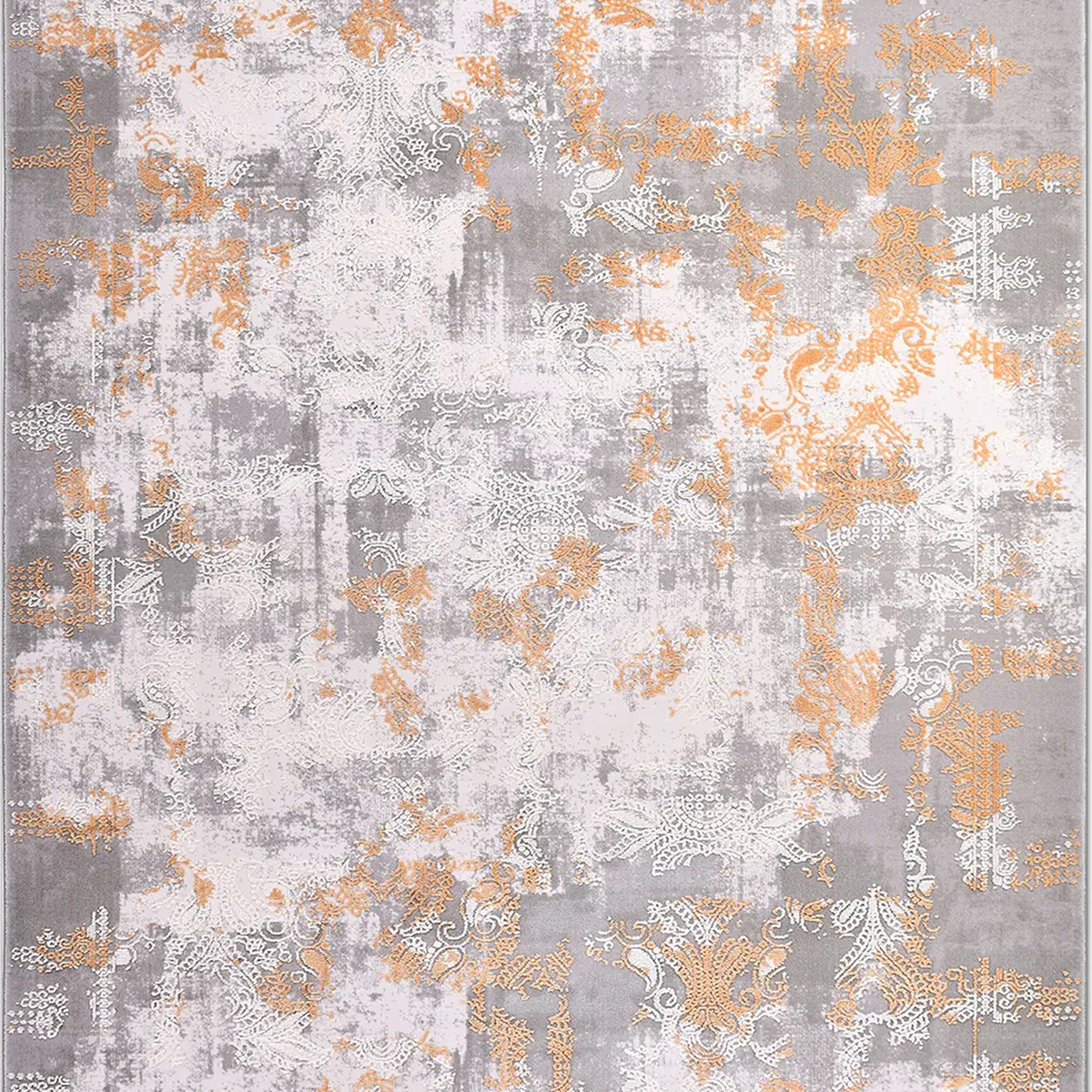 SHARED | Knoll Grey Orange Abstract Modern Machine Woven Living Room  photo 6