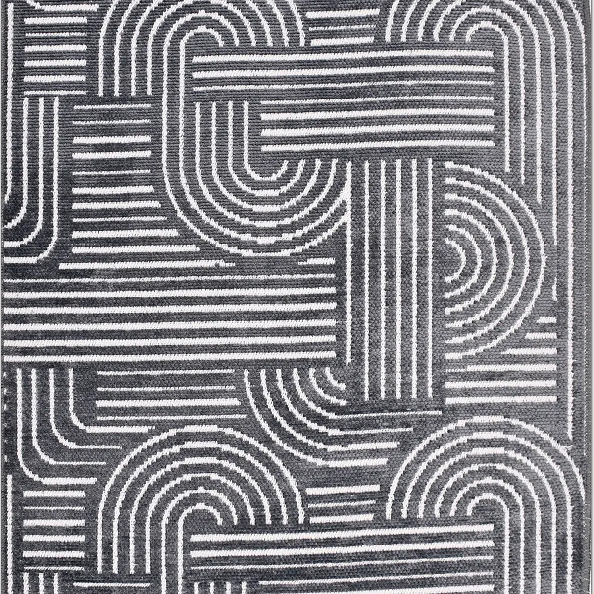 SHARED | Elder Charcoal Grey Ivory Geometric Mid-Century Modern Machi photo 6