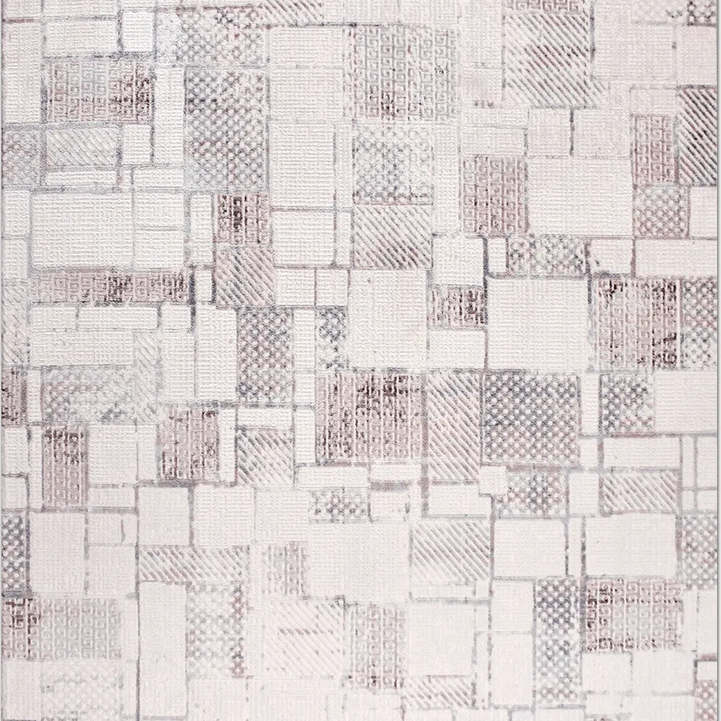 SHARED | Lodestone Cream Taupe Patchwork Modern Machine Woven Living  photo 6
