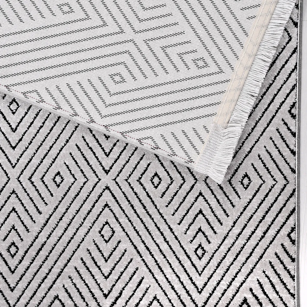 SHARED | Glen Modern Geometric Diamond Machine Woven Grey Charcoal Li photo 6