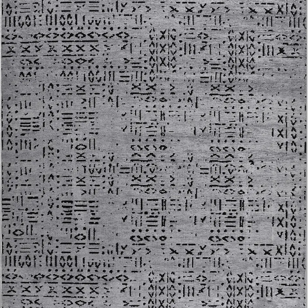 SHARED | Gleam Modern Abstract Machine Woven Grey Black Ivory Living  photo 5