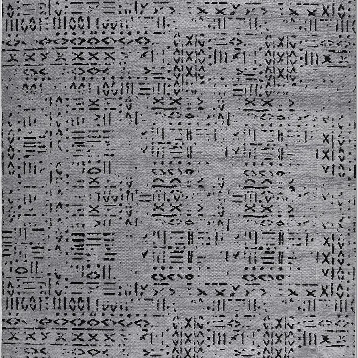SHARED | Gleam Modern Abstract Machine Woven Grey Black Ivory Living  photo 5