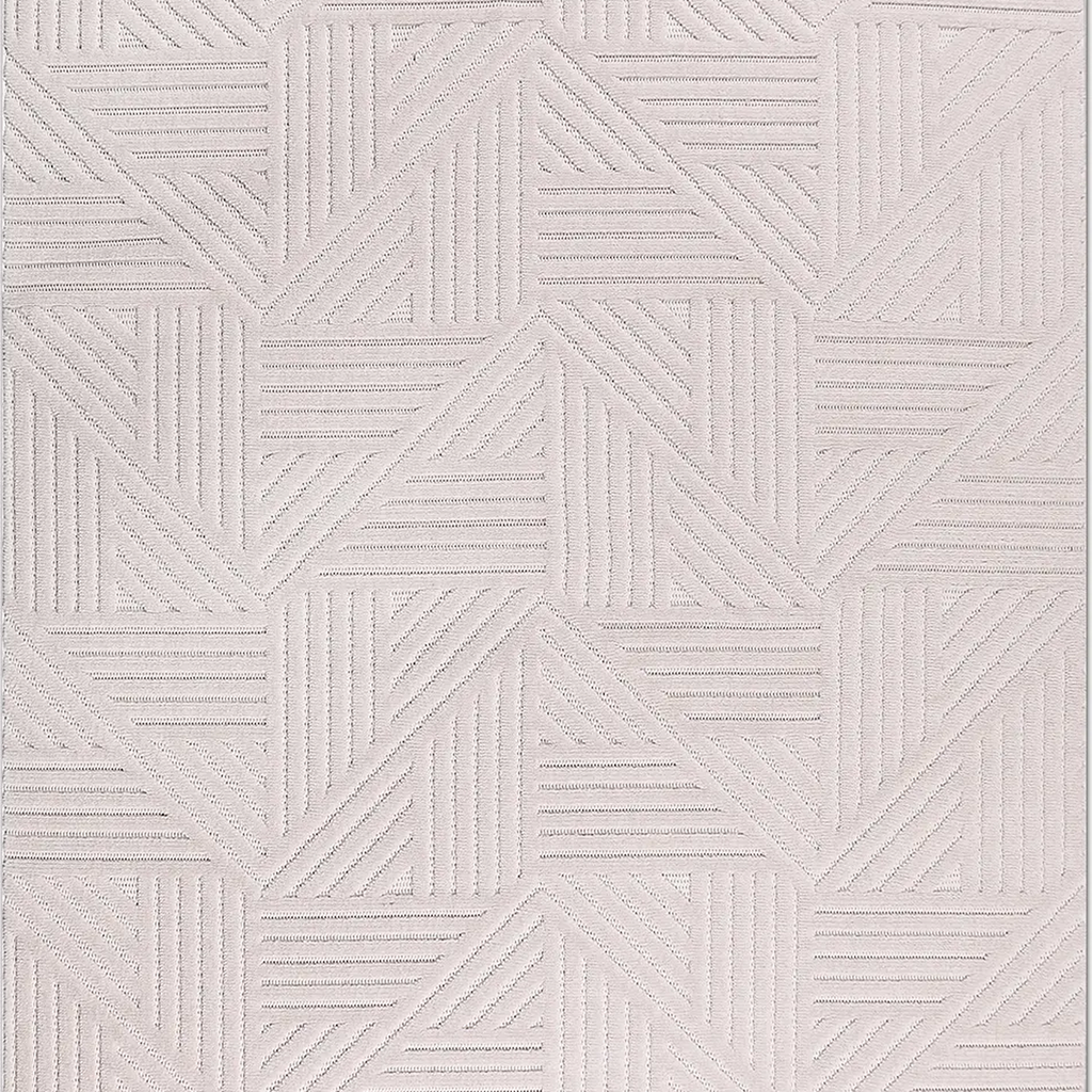 SHARED | Kas Cream Modern Geometric Machine Woven High-Low Carved Liv photo 6