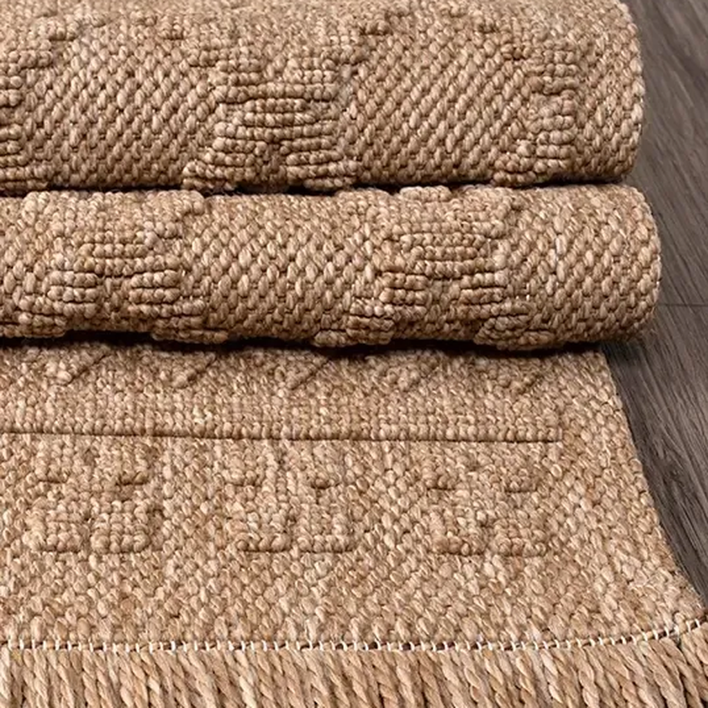 SHARED | Yarrow Tan Boho Geometric Diamond Machine Woven Living Room  photo 6