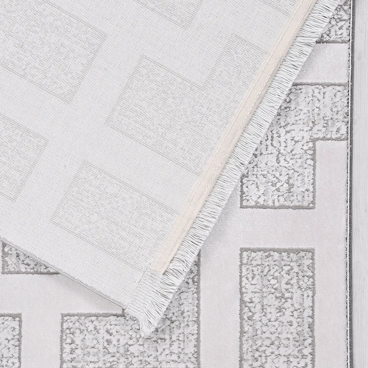 SHARED | Bourne Cream Grey Geometric Maze Modern Machine Woven Living photo 6
