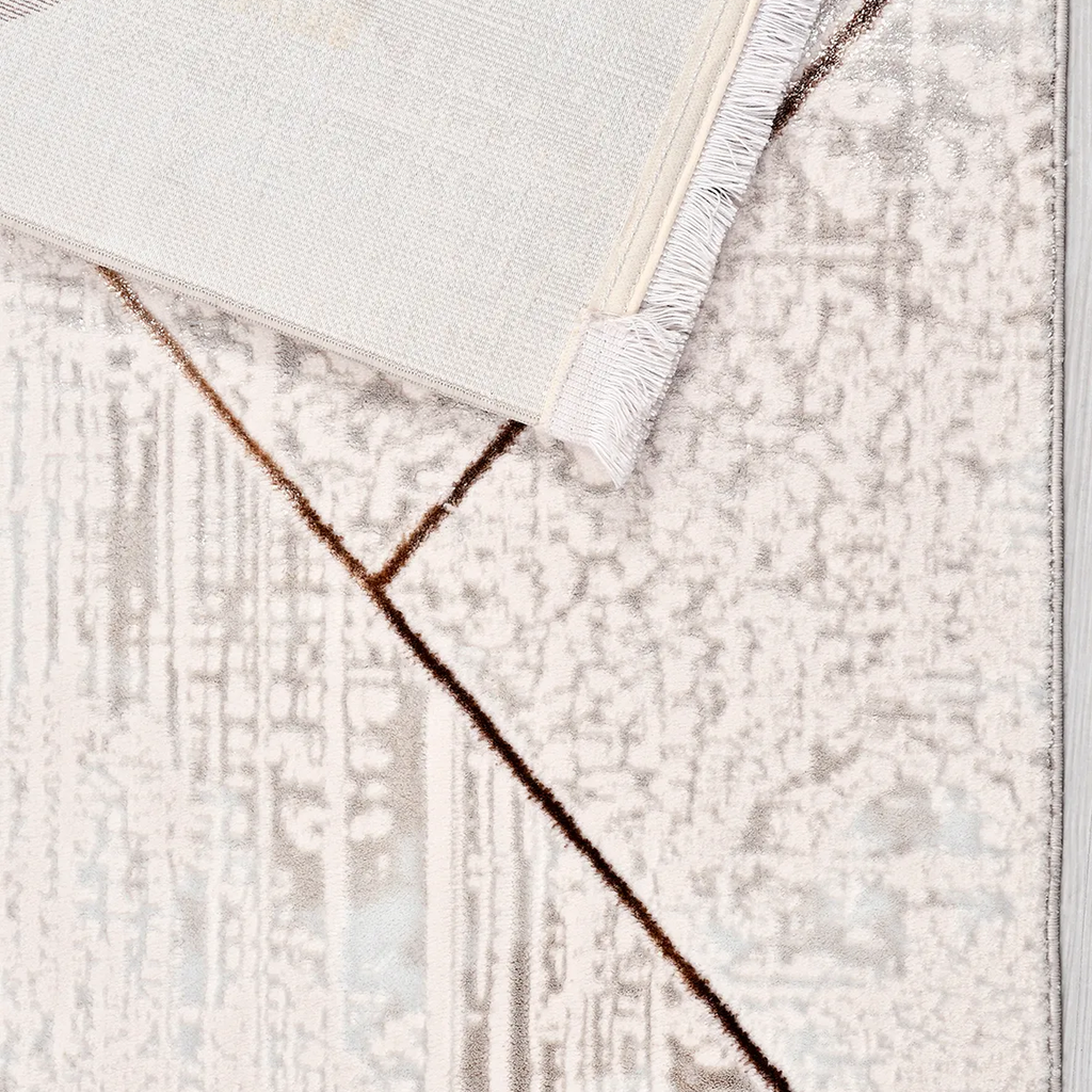 SHARED | Leigh Cream Copper Geometric Diamond Modern Machine Woven Li photo 6