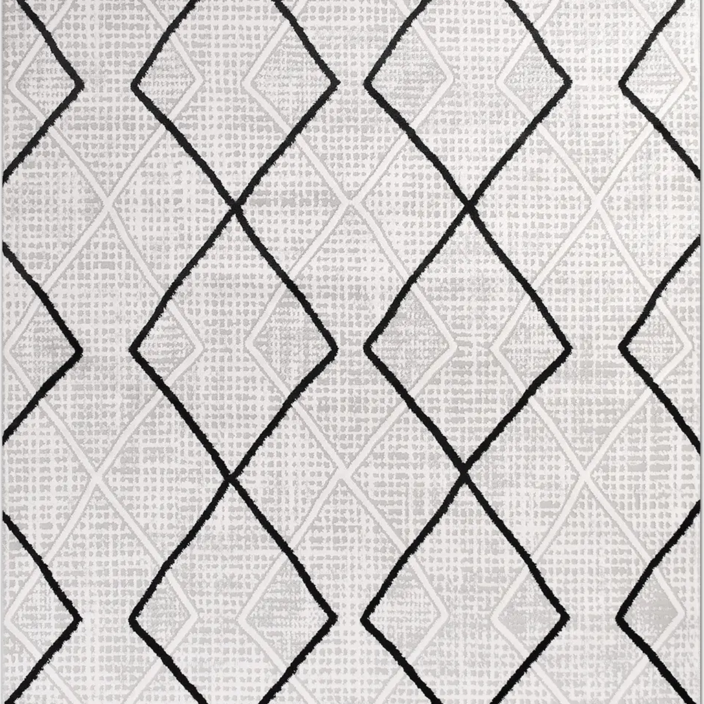SHARED | Coppice Cream Black Moroccan Style Diamond Trellis Machine W photo 6