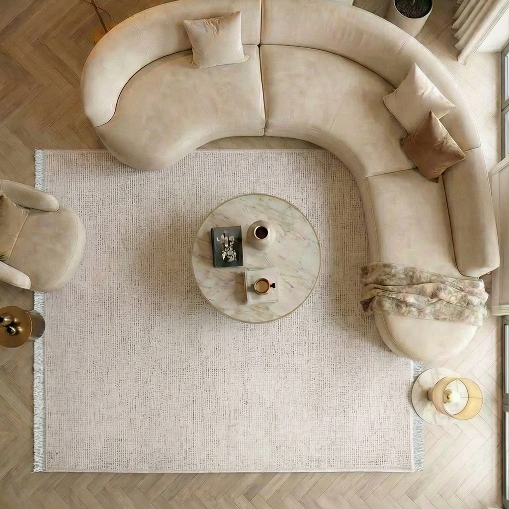 SHARED | Mistletoe Ivory Solid Modern Machine Woven Living Room Bedro photo 6