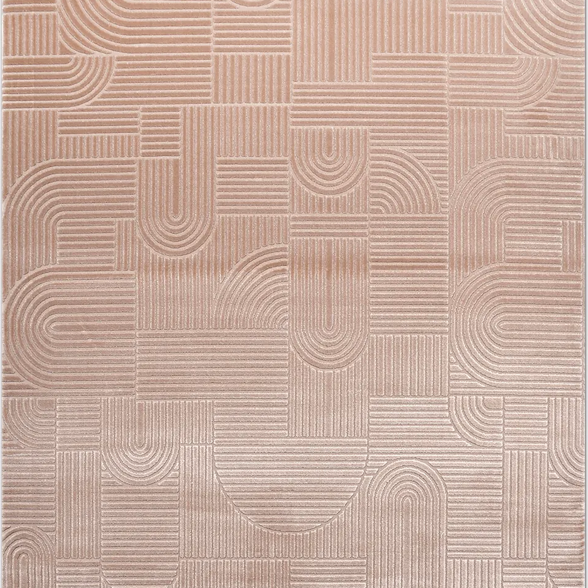 SHARED | Broom Blush Beige Modern Geometric High-Low Machine Woven Li photo 6