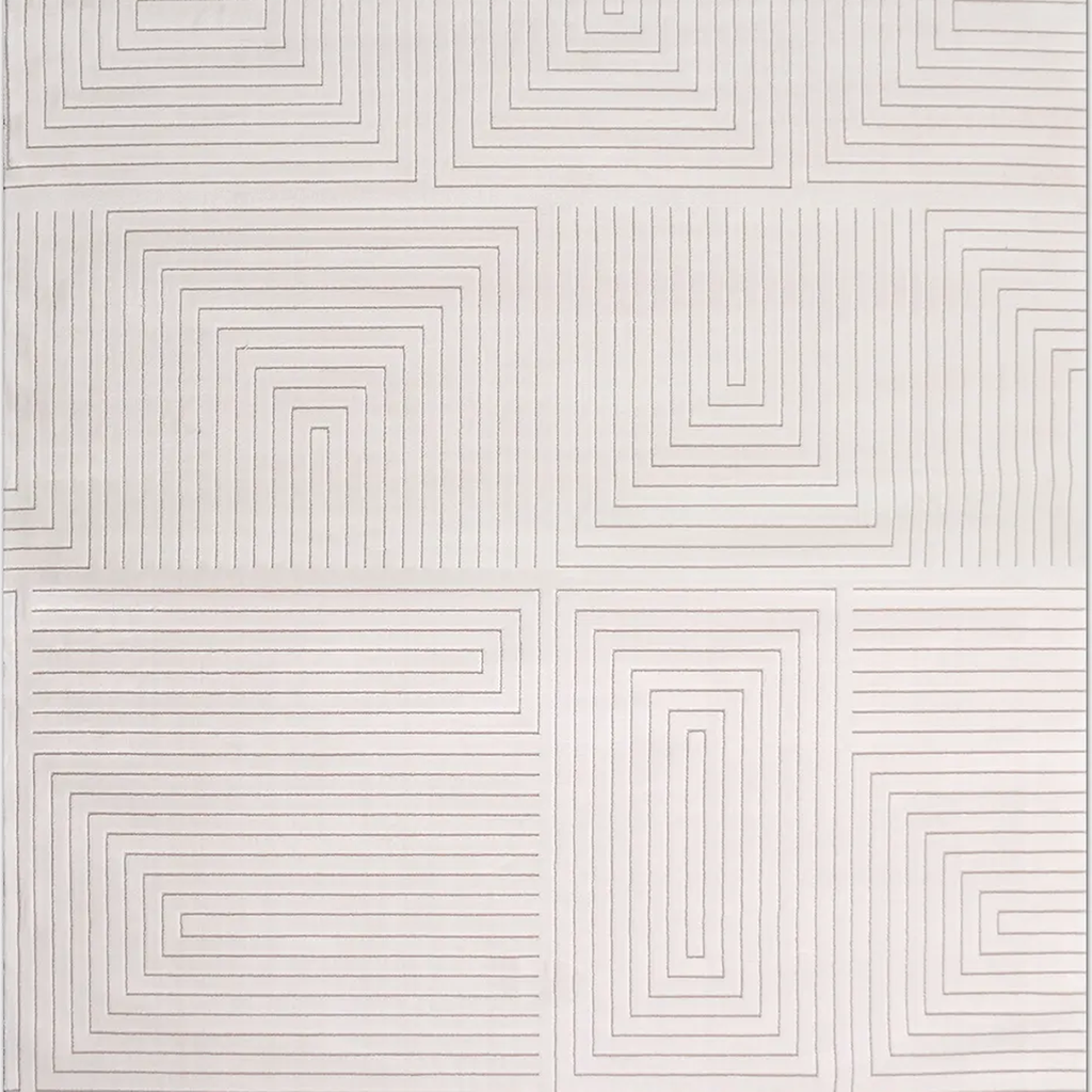 SHARED | Bryony Cream Ivory Geometric Modern Machine Woven Living Roo photo 6