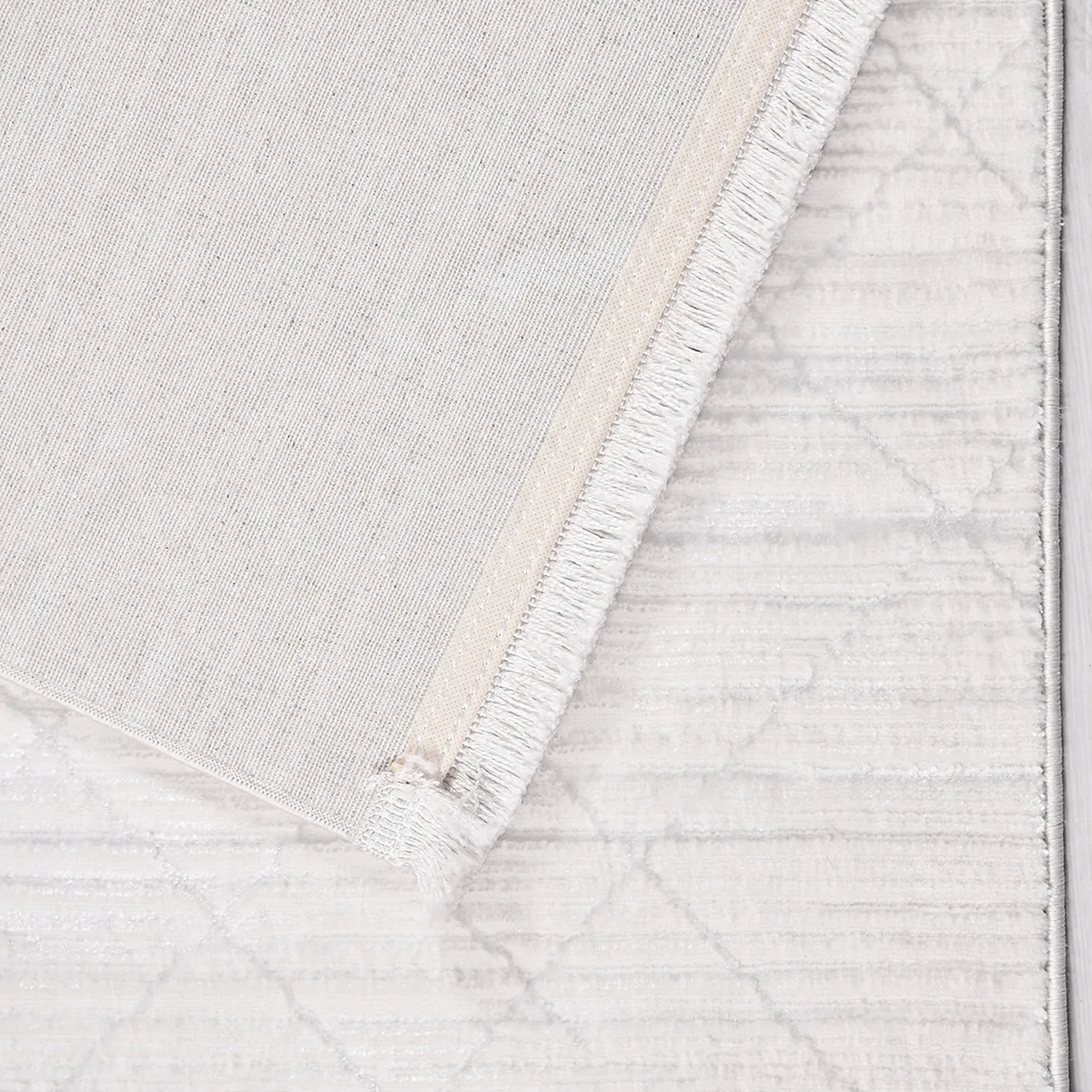 SHARED | Samphire Cream Modern Geometric Diamond Lattice Machine Wove photo 6