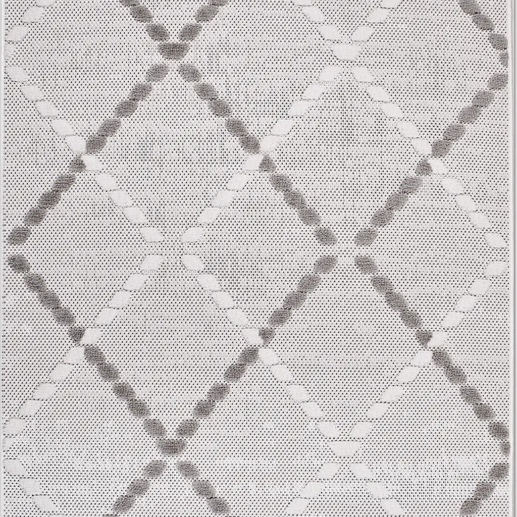 SHARED | Betony Cream Grey Moroccan Style Diamond Trellis Machine Wov photo 6