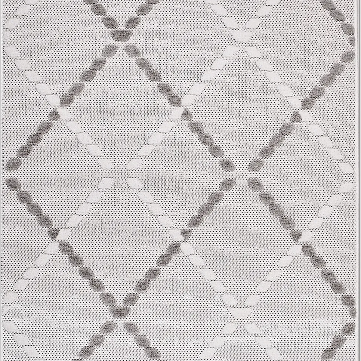 SHARED | Betony Cream Grey Moroccan Style Diamond Trellis Machine Wov photo 6