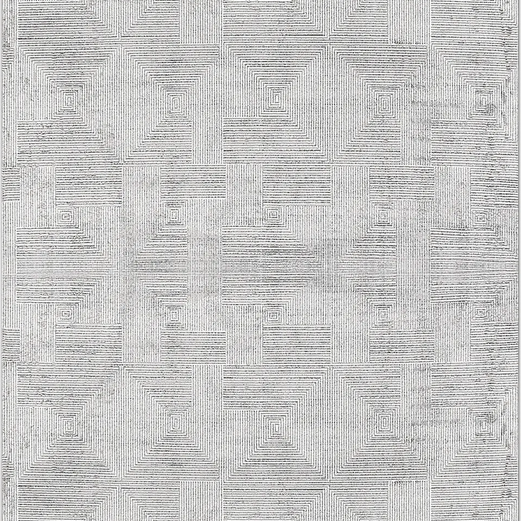 SHARED | Fell Modern Geometric Light Grey Ivory Machine Woven Living  photo 6