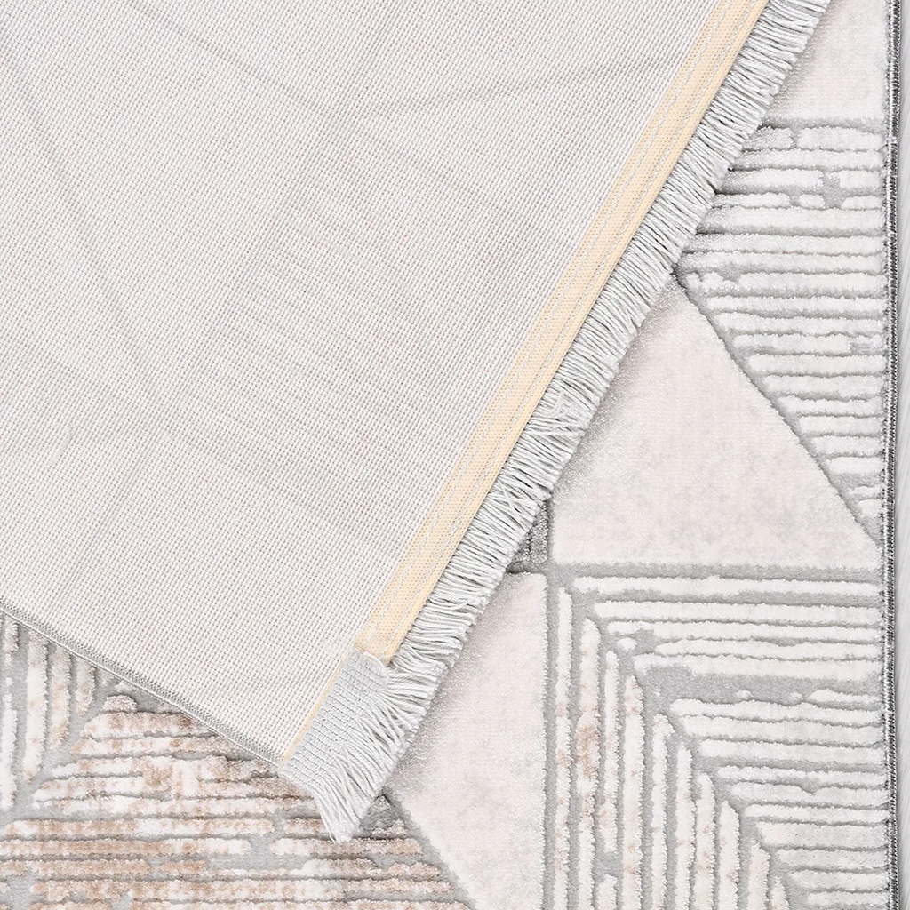 SHARED | Hollyhock Cream Grey Geometric Triangle Mosaic Modern Machin photo 6