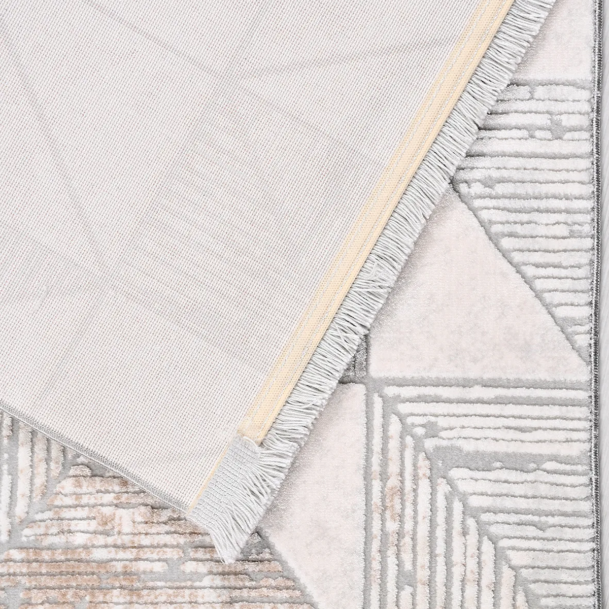 SHARED | Hollyhock Cream Grey Geometric Triangle Mosaic Modern Machin photo 6