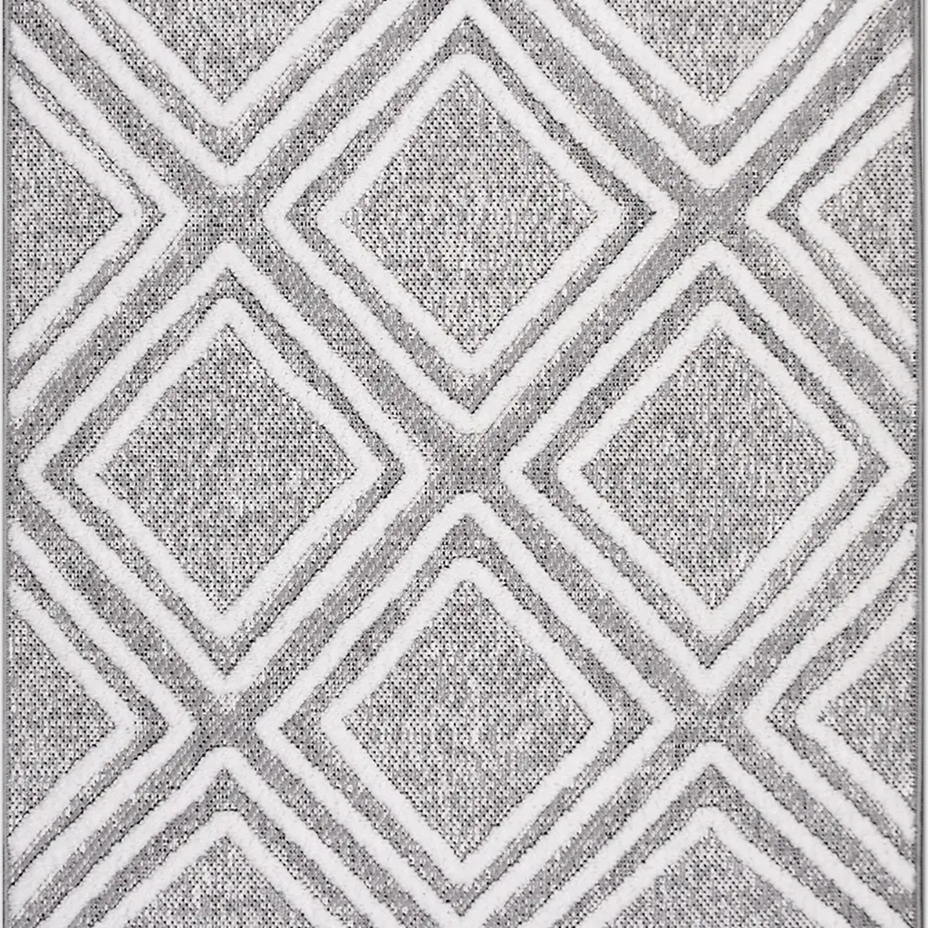SHARED | Bilberry Modern Geometric Diamond Lattice Grey Ivory Machine photo 6