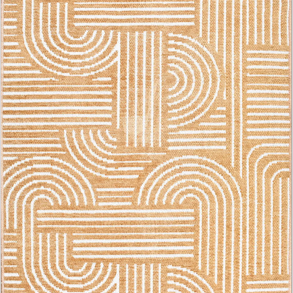 SHARED | Damson Golden Yellow Geometric Mid-Century Modern Machine Wo photo 6
