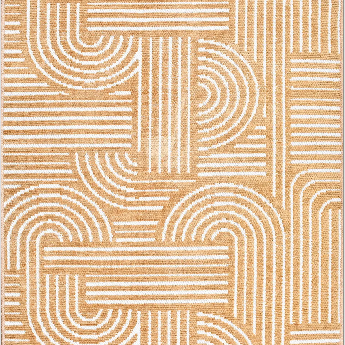 SHARED | Damson Golden Yellow Geometric Mid-Century Modern Machine Wo photo 6