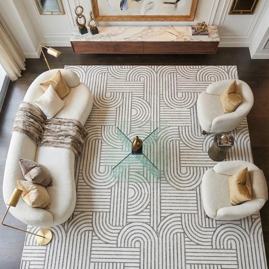 SHARED | Nacre Cream Grey Geometric Modern Machine Woven Living Room  photo 6