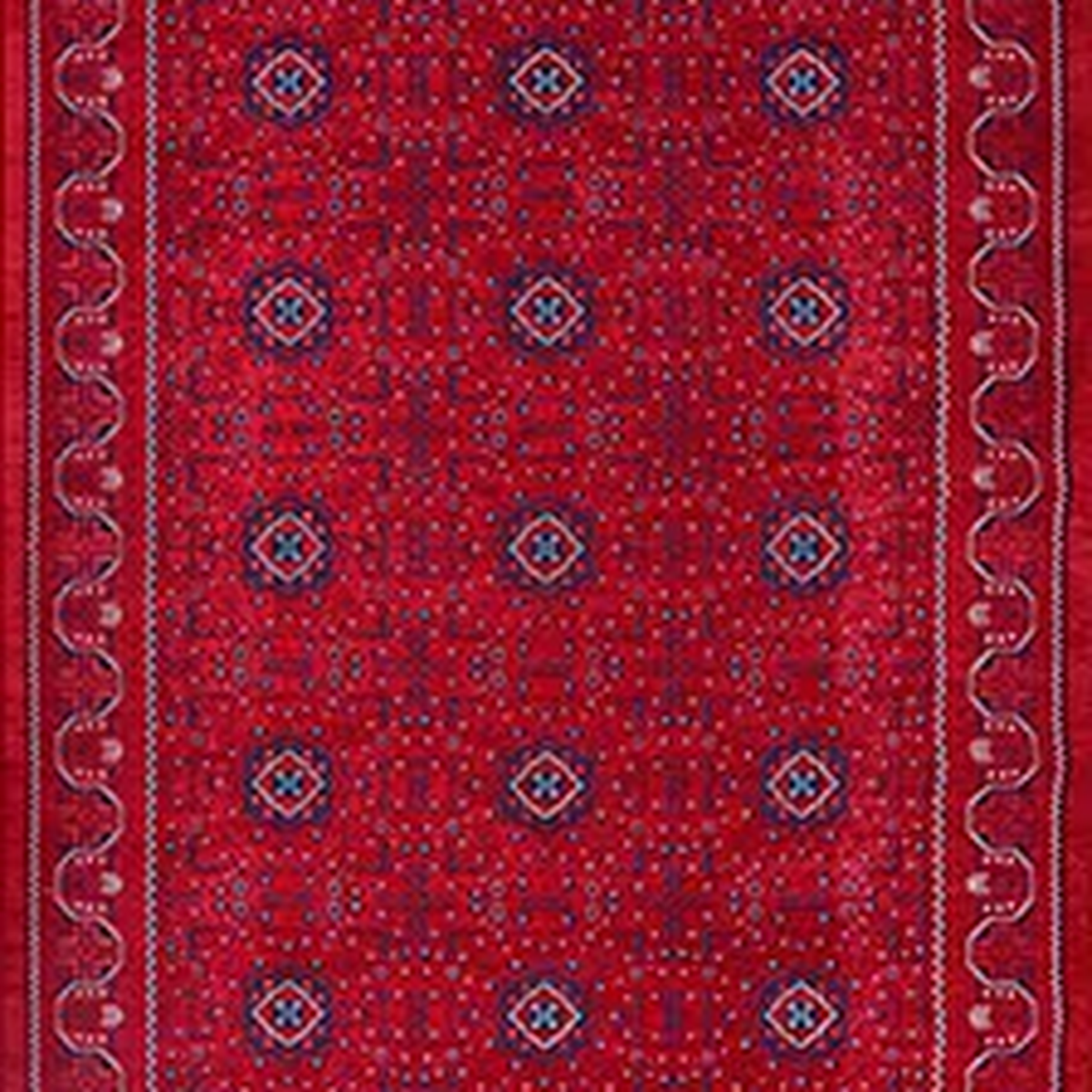 SHARED | Bergama Red Navy Ivory Persian Style Traditional Machine Wov photo 5