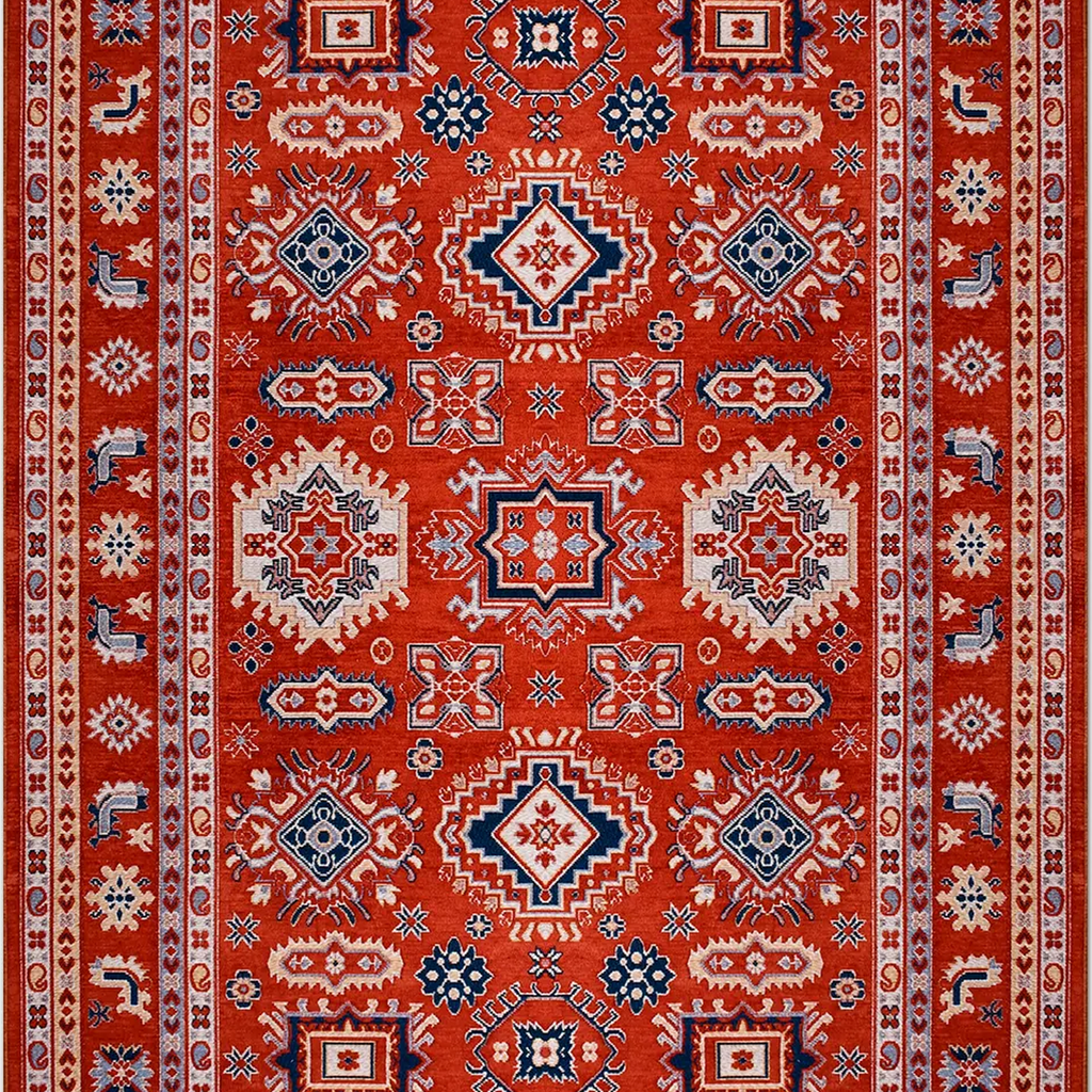 SHARED | Drizzle Red Navy Cream Persian Style Traditional Machine Wov photo 6