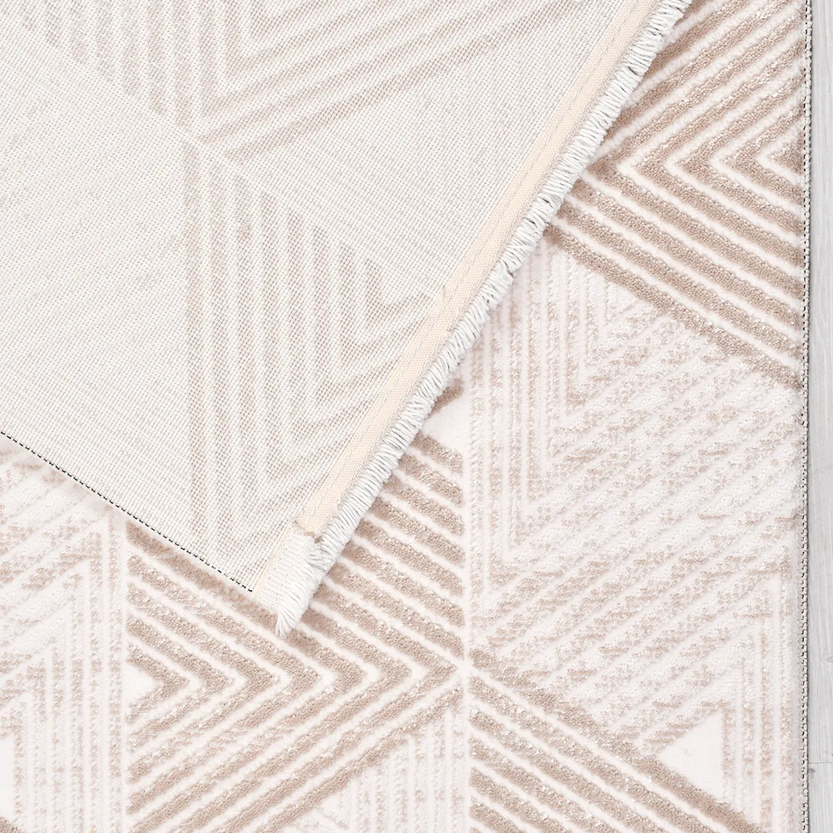 SHARED | Chasm Cream Beige Geometric Triangle Modern Machine Woven Li photo 6