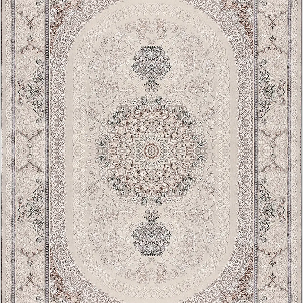 SHARED | Coral Cream Beige Persian Style Traditional Medallion Machin photo 6