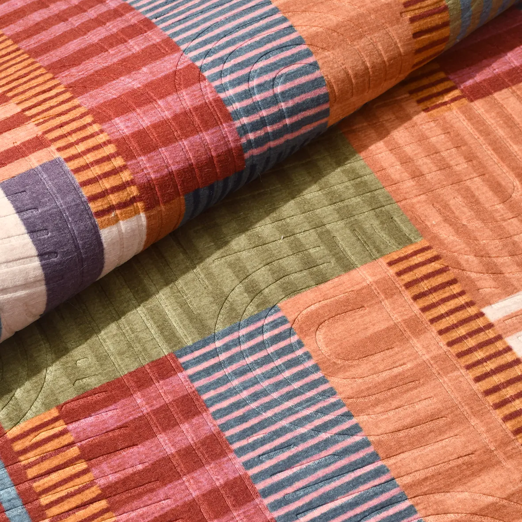 SHARED | Dell Mid-Century Modern Patchwork Orange Cream Blue Machine  photo 6