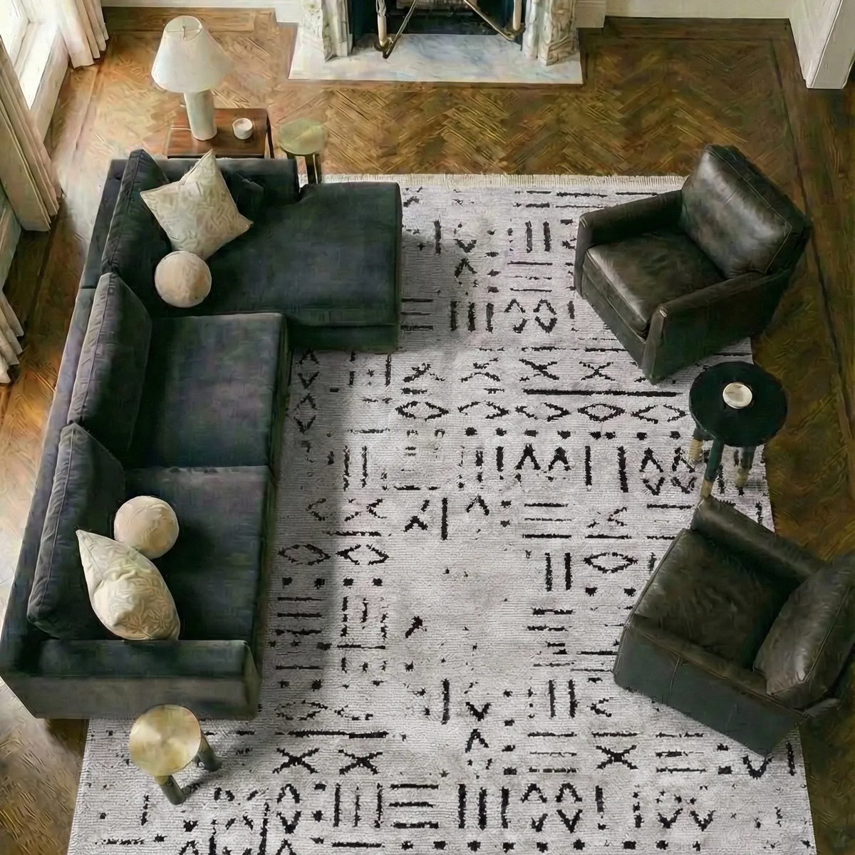 SHARED | Larch Moroccan Style Tribal Boho Light Grey Black Machine Wo photo 6