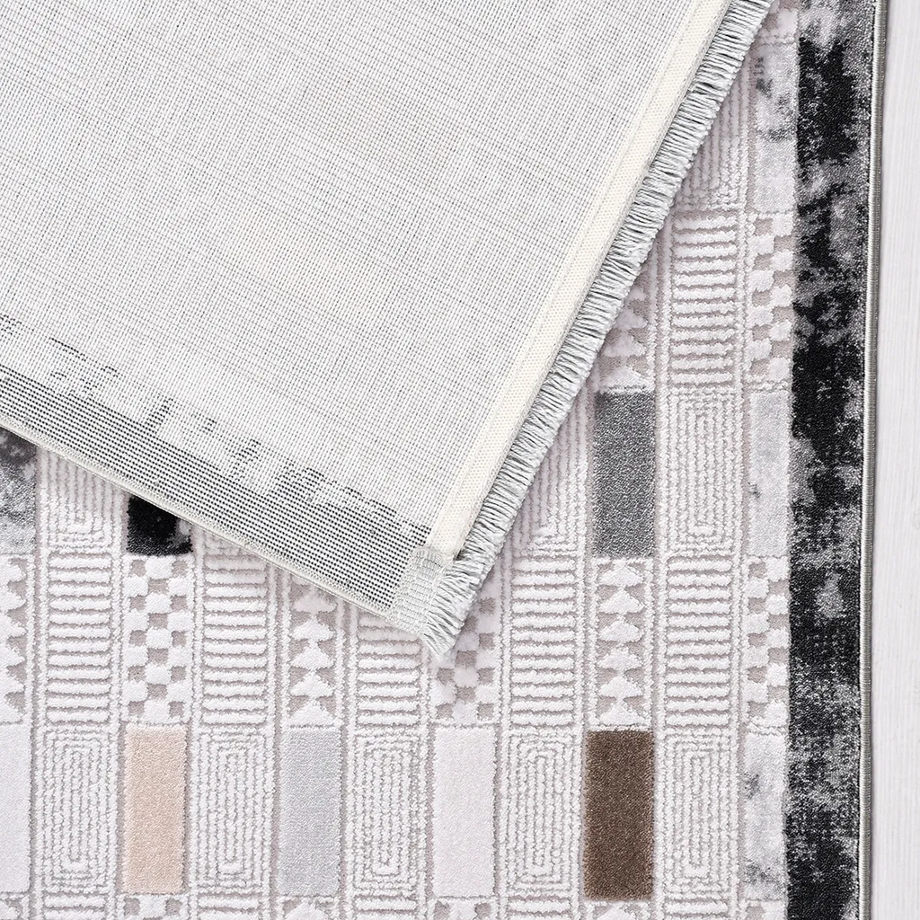 SHARED | Upland Cream Grey Modern Geometric Machine Woven Living Room photo 6