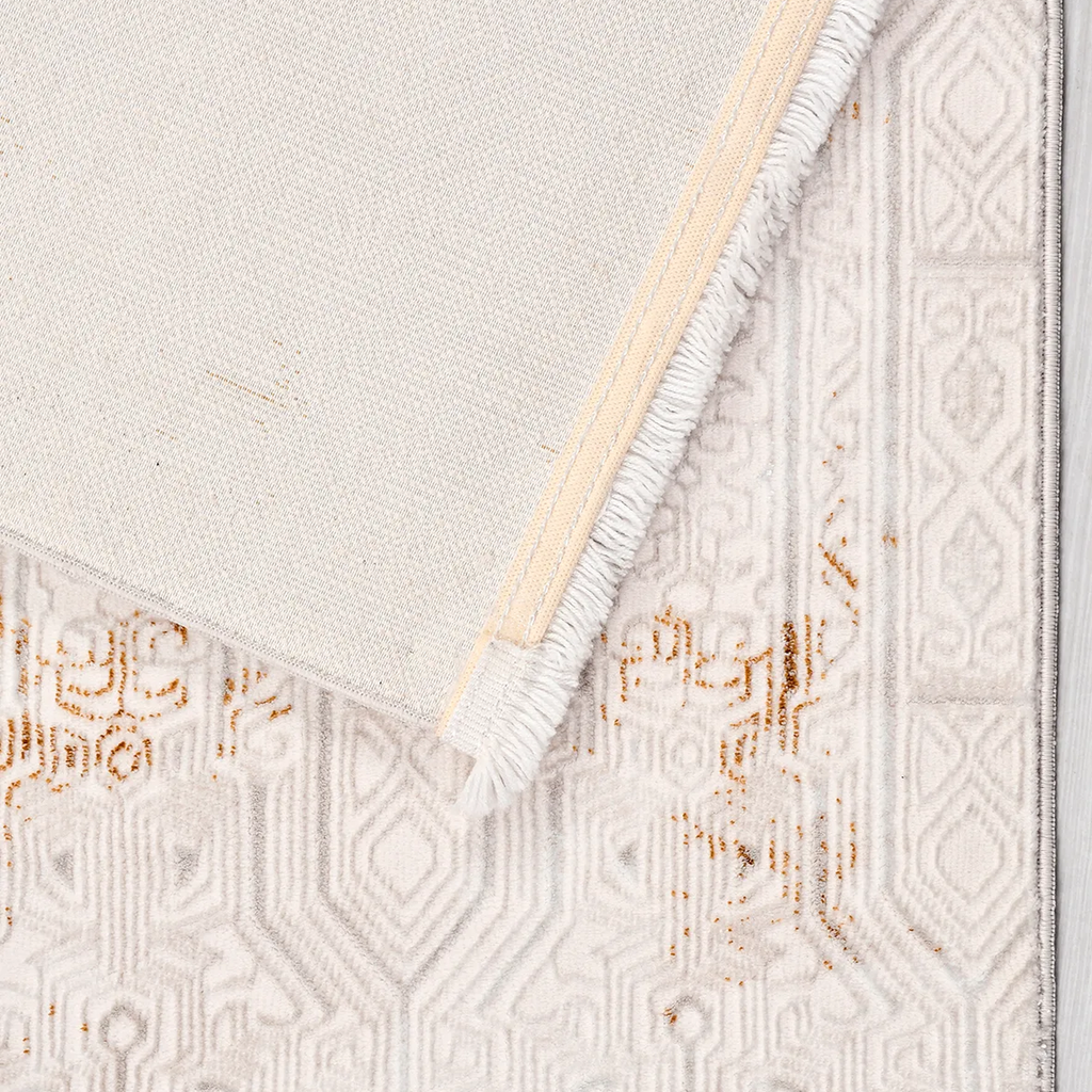 SHARED | Riven Cream Gold Abstract Glam Machine Woven Living Room Bed photo 6