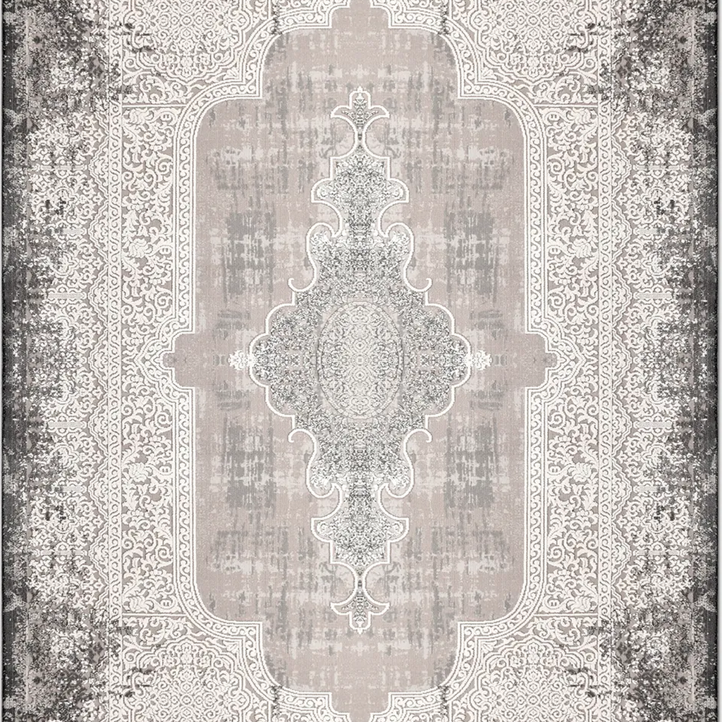 SHARED | Datca Persian Style Medallion Distressed Vintage Look Grey C photo 6