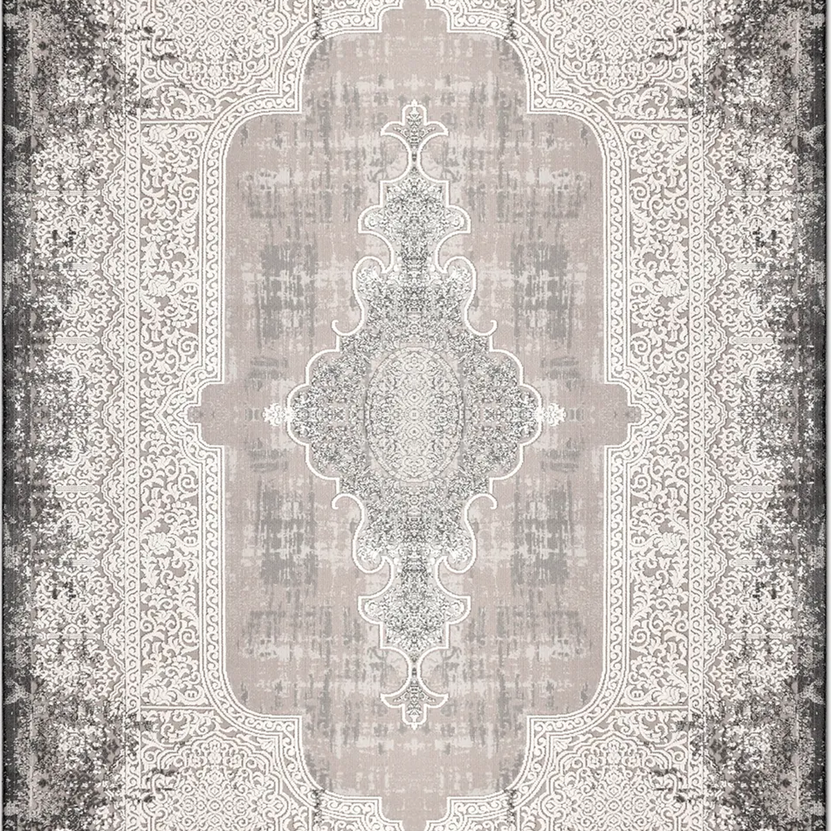 SHARED | Datca Persian Style Medallion Distressed Vintage Look Grey C photo 6