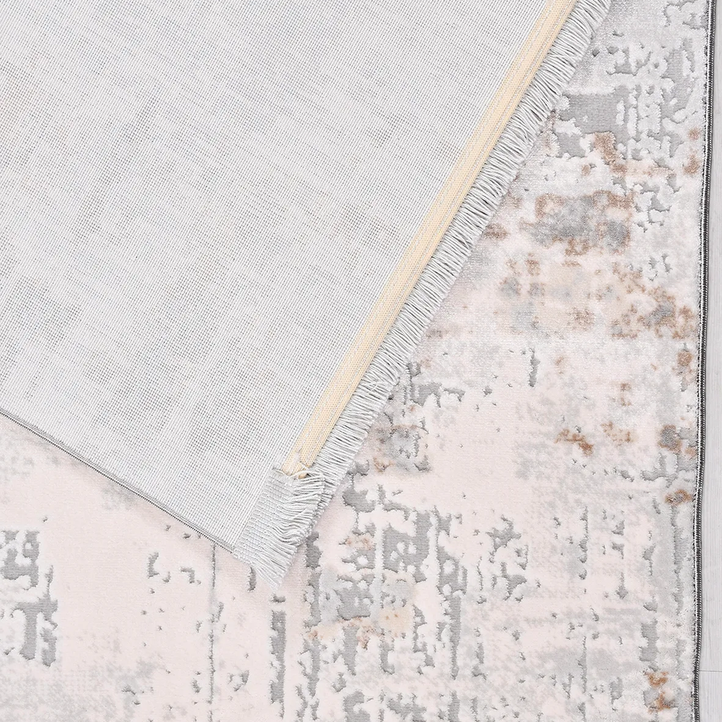 SHARED | Henna Cream Grey Abstract Modern Machine Woven Living Room B photo 6