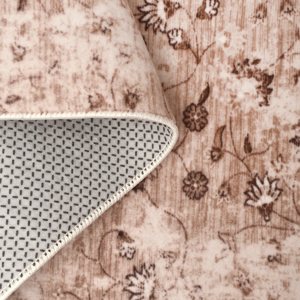 SHARED | Crag Distressed Floral Traditional Machine Woven Beige Brown photo 6