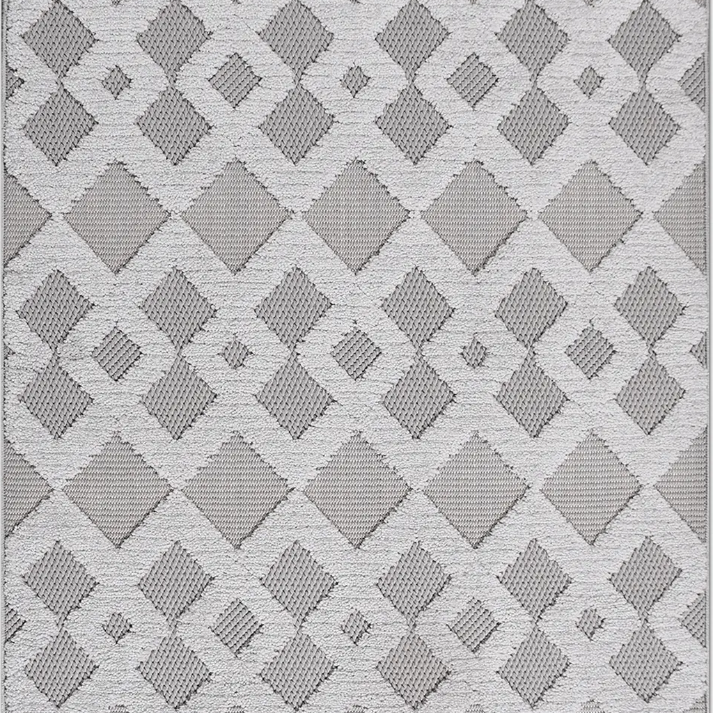 SHARED | Minaret Ivory Grey Geometric Flatweave Look Machine Woven Li photo 5