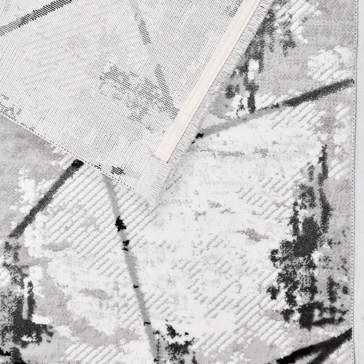 SHARED | Corrie Cream Grey Abstract Modern Machine Woven Living Room  photo 6