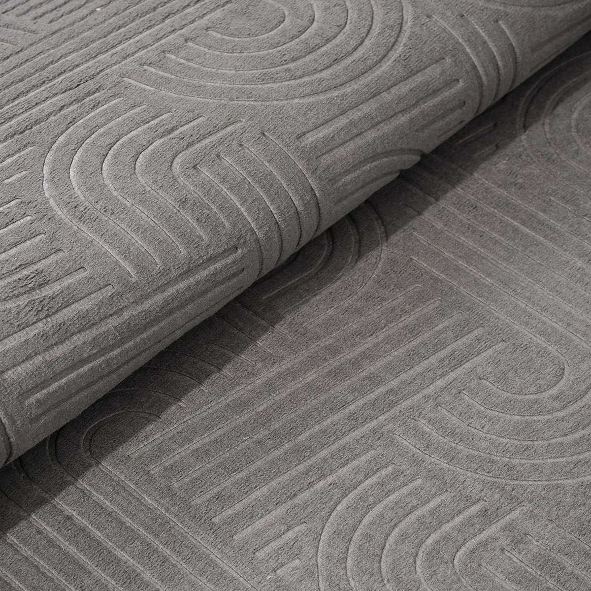 SHARED | Lucent Grey Modern Geometric Arch Machine Woven Living Room  photo 6